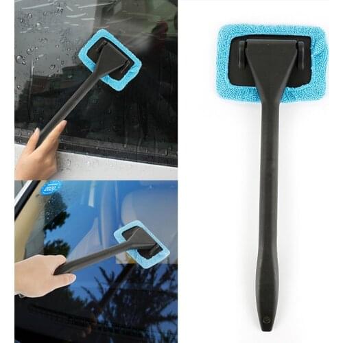 Window Brush Microfiber Wiper Cleaner Blue Cleaning Brush with Cloth Pad Car Auto Cleaner Brush Wiper Multifunction Clean Tools