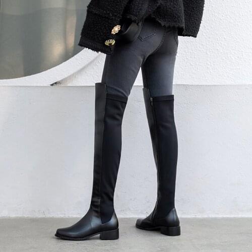 SKLFGXZY New autumn/winter 2020 women Knee-high boots Genuine leather Female boots European brand Knight Stretch boots handmade