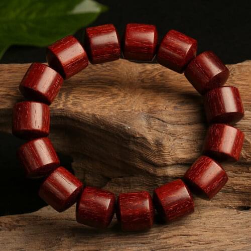 15mm Lobular Red Sandalwood Barrel Beads Tibetan Buddhism Bracelet