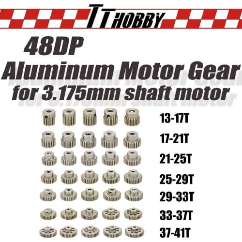 TTHOBBY 48DP Rc Motor Gear Metal Aluminum Pinion 3.175mm Shaft Gears 13T 17T 21T 25T 29T 31T 33T 35T 37T 39T 41T for 1/10 RC Car