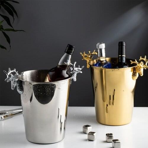 Stainless Steel Ice Bucket Champagne Cool Barrel Gold Silver Beer Wine Chiller Bar Tools Home Storage