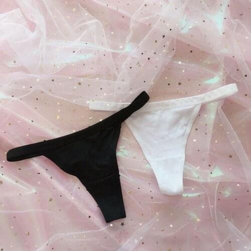 Y166 Womens Temptation Cosplay Bunny Girl Underwear Removable Rabbit Hair Pompom Ball Tail G-String Low Waist Cotton Solid Color