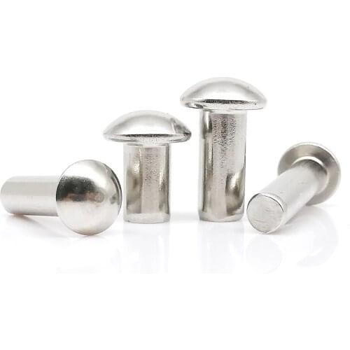 10/50pcs M0.8 M1 M1.2 M1.4 M1.6 M2 M2.5 M3 M4 M5 M6 GB867 A2-70 304 Stainless Steel Self Plug Button Semi Round Head Solid Rivet