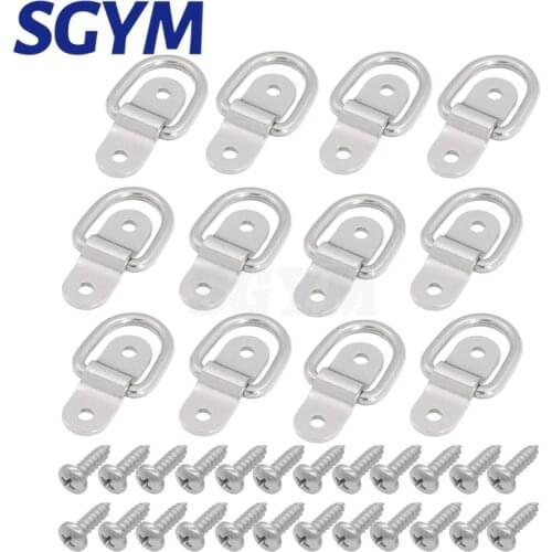 12pcs 304Stainless Steel D Ring Tie Down Anchors Lashing Rings 1/4" D-Rings Anchor for Loads on RV Campers Trucks Trailers Boats