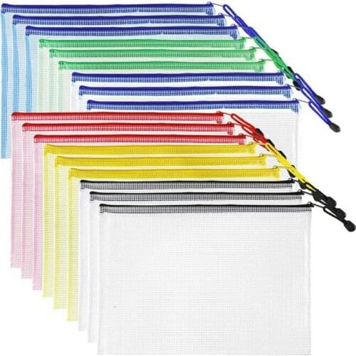 18Pcs Plastic Mesh Zip Document Holder, Letter Size Waterproof Document Pouch for School Office Supplies, Arts & Crafts Organizi
