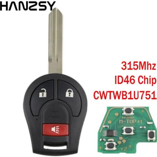 2+1/3 Buttons Car Remote key For NISSAN Qashqai Sunny Sylphy Tiida X-Trail Rogue Versa 2008-2016 CWTWB1U751 ID46 Chip 315Mhz