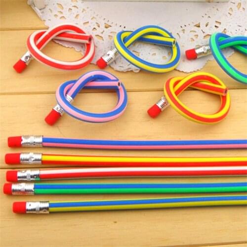 20pcs Korea Cute Stationery Colorful Magic Bendy Flexible Soft Not broken Pencil with Eraser Student School Office Use