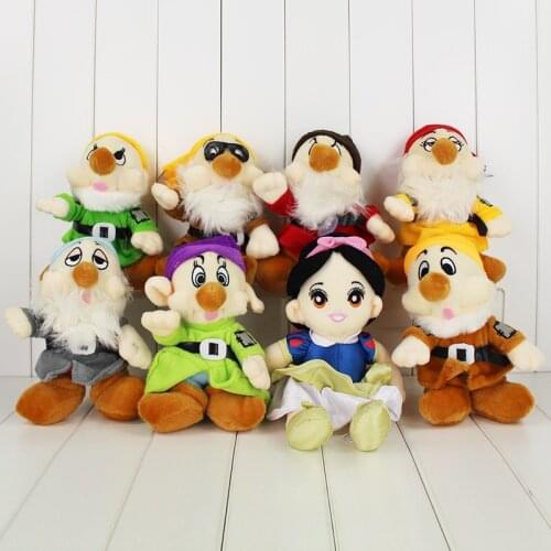 8pcs/Lot Tales Princess Snow White and The Seven Dwarfs Plush Toys Anime Soft Stuffed Dolls for Kids