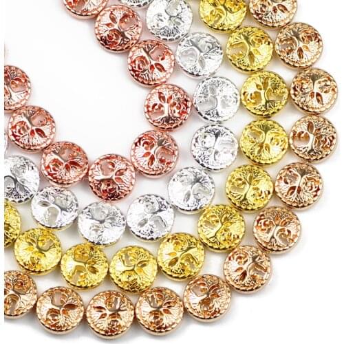 YHBZRET Life Tree Gold Black Hematite Natural Stone Spacer Loose Beads For Jewelry Making Diy bracelets Accessories 12mm 20pcs