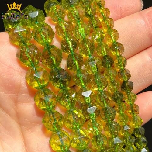 Natural Faceted Green Peridot Stone Beads For DIY Jewelry Making 6 8 10mm Round Loose Spacer Beads Bracelet Accessories 15