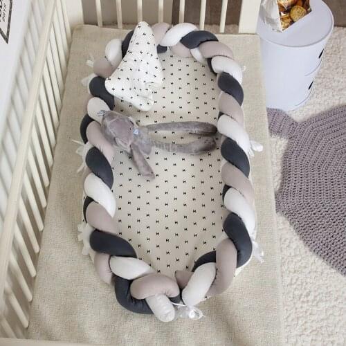 Pure Cotton Woven Folding Portable Crib Bed Imitation Uterus Design Removable Washable Handmade Fence Protective Baby Furniture