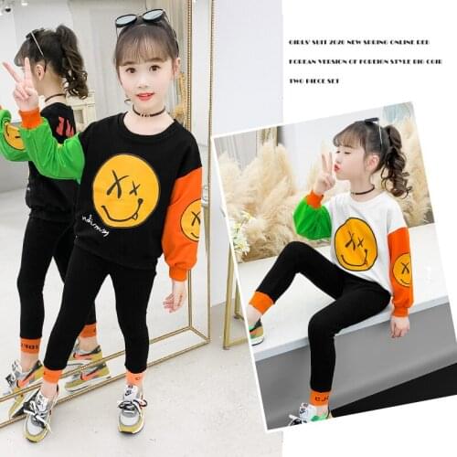 Girls Suits Sweatshirts + Pants 2pcs Kids Cotton Tracksuit 2021 Cheap Spring Autumn Uniforms Sport Teenagers Outwear Children Se
