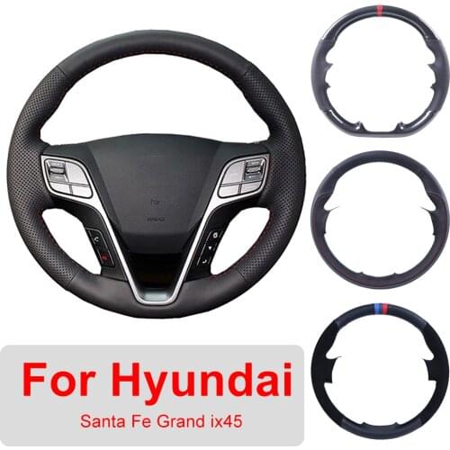 Customized Car Steering Wheel Cover For Hyundai Santa Fe 2013-2018 Hyundai Grand ix45 Leather Braiding Cover For Steering Wheel