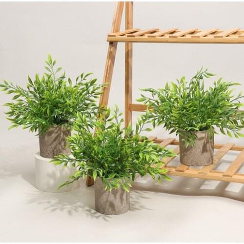 Simulation Bonsai Green Leaf Fake Flower Desktop Decoration Pulp Potted Plant For Home Garden Greening Ornament
