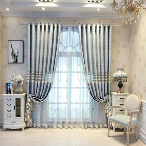 Classical high quality classic blue villa living room curtains for bedroom hotel kitchen luxury curtains high quality curtains
