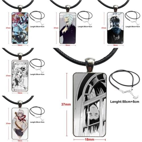 Kuroshitsuji Black Butler For Girls Glass Cabochon Choker Pendant Rectangle Necklace Steel Color Jewelry