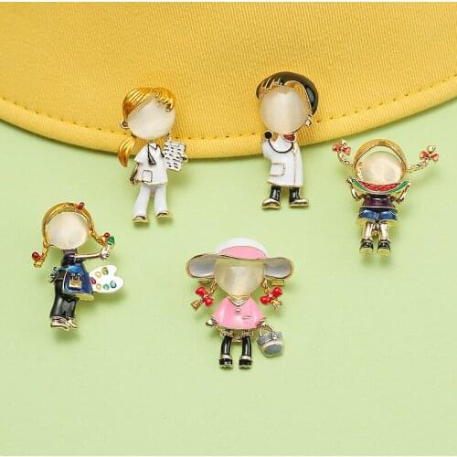 H:HYED Fashion Brooch Women Hospital Office Brooch Opal Enamel Doctor Boys And Girls Brooches Jewelry Accessories