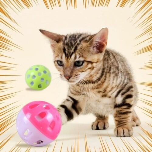 Cats Ball With Bell Ring Playing Chew Rattle Scratch Plastic Ball Interactive Cat Training Toys Pet Cat Supply Random Color