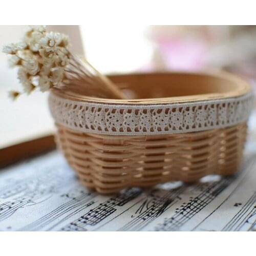 New Arrival 10 Meters Hot Sale Crochet Cotton Lace Fabric 10mm Width Elatstic Lace Ribbon Beige Decorative Cotton Lace Trim