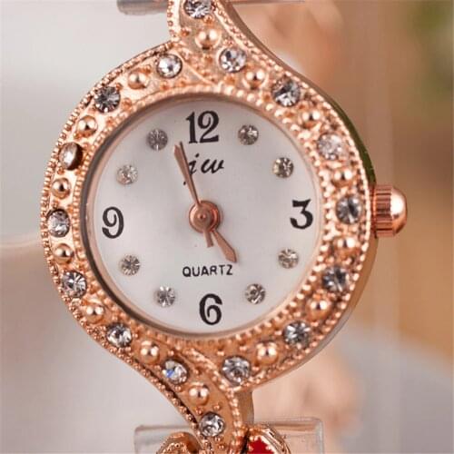 New Womens Watches Luxury Decoration Bracelet Ring Fashion Branded Girl Stainless Steel Jewelry Watch Elegant Clock Cheap Sale