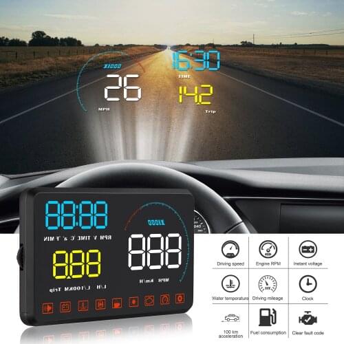 Wiiyii New Car HUD Head-up Display Speed Mileage Alam System Projection Display Help Novices Control Avoid Over Speed dfdf
