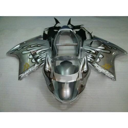 For w1 Cbr1100XX 1996 - 2005 Fairings CBR1100 XX 2002 silver flames Full Body Kits CBR 1100 XX 2000 Fairing