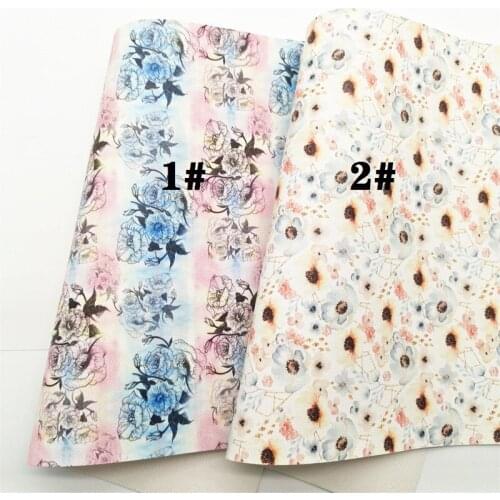 Onefly Wholesales Dropshipping Leather Supplier Rose Flowers Printed Faux Leather Felt Backing Bow DIY 21x29cm FZ149A