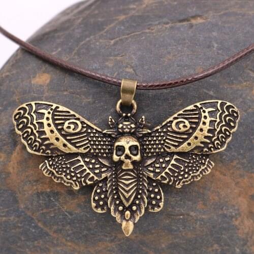 Punk Moth Skull Antiquity Mini Insect Pendant Necklace Choker Vintage Gothic Strange Collar Chain Man Women Chic Jewelry Gift