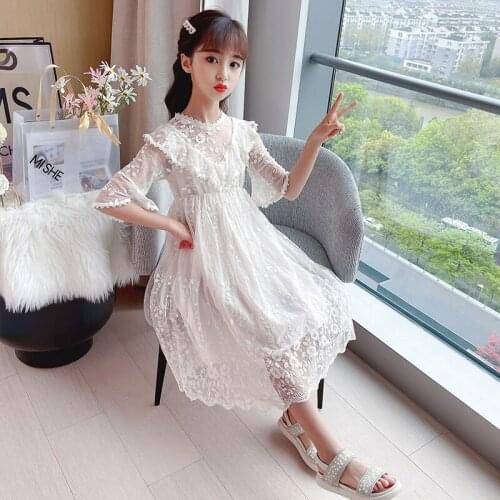 Teen Girls Princess Dress 2021 Summer Kids Wedding Dress For Girls Party Formal Clothes Children White Evening Dress 4-14 Years