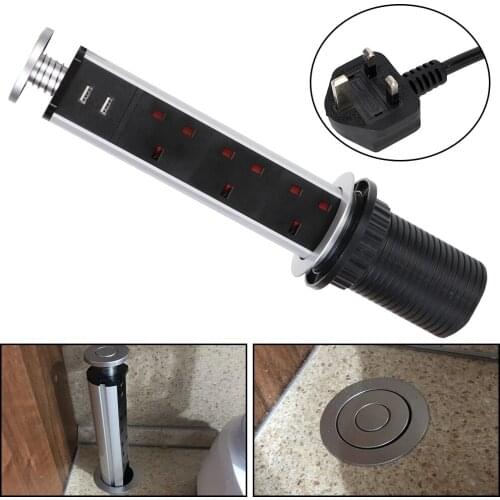 Lifting Electrical Power Outlet Pull Pop Up Socket Pop Up Socket UK Plug Table Desktop Socket UK & USB Ports