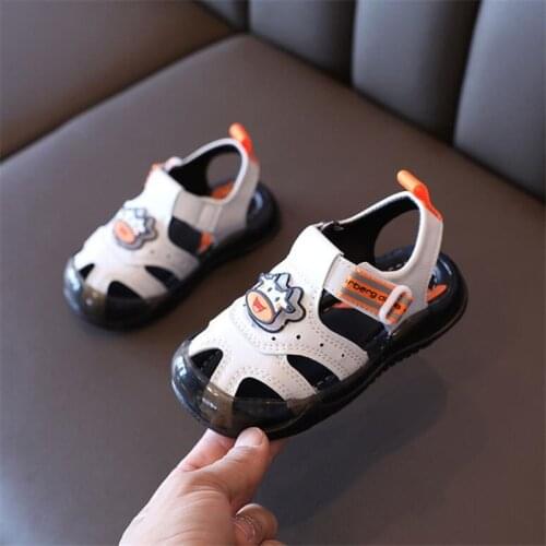 Boys' Baotou sandals 2021 summer new childrens shoes beach shoes soft soled non slip baby sandals