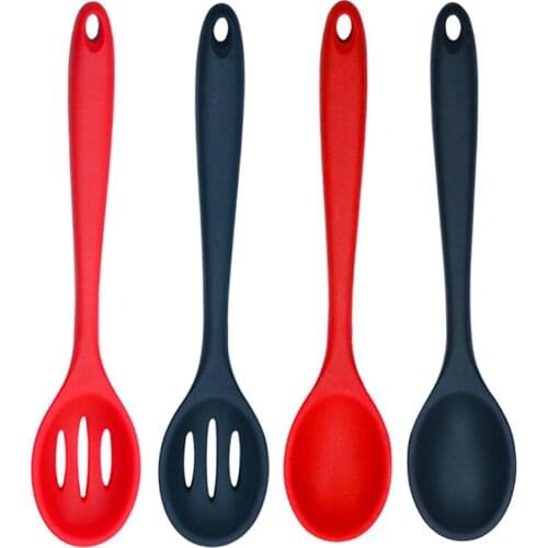Teyaao 2 pieces silicone spoon Silicone Colander Non-stick Kitchen Spoon Silicone Kitchen Cooking Baking Stirring Tool