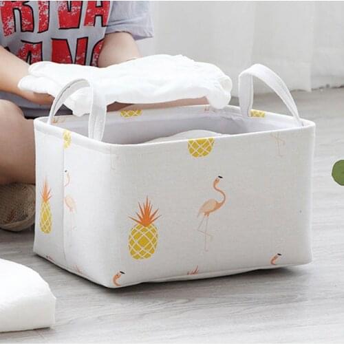 Cotton and linen cloth art storage basket foldable clothes storage box desktop storage debris toy snacks