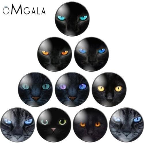 Hot sale 10pcs12/14/16/18/20/22/25/30mm Cat Eyes and Black Cat Handmade Photo Glass Drop Style Cabochons Jewelry Accessories
