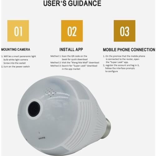 VESAFE LED Light 960P Wireless Panoramic Home Security WiFi CCTV Fisheye Bulb Lamp IP Camera 360 Degree Home Security Burglar