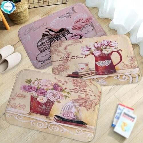 1PC Vintage Violet Morning Glory Printed Doormat Baby Bedroom Mat Carpet for Bedroom Kitchen Door Decorative None-slip Doormat