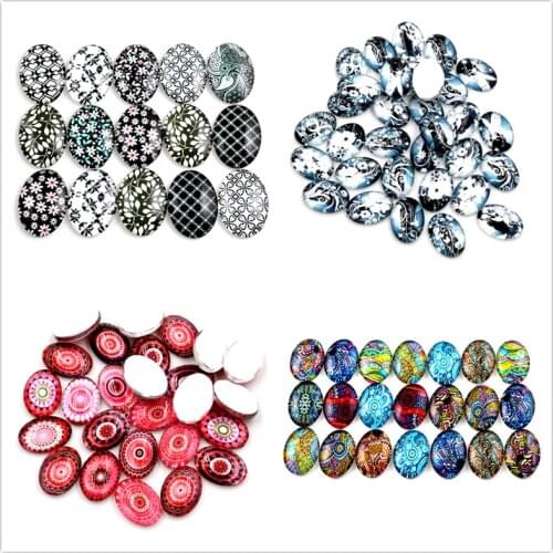 13x18mm 18x25mm Mixed Flower Style Handmade Photo Glass Cabochons Pattern Domed Jewelry Accessories Supplies