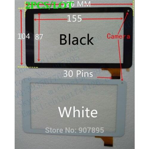 2pcS 7inch 186X104 MM XN1239V1 MT CTP-197 86V touch screen panel capacitance glass for RK3168 Due Core Cortex-A9 tablet pc