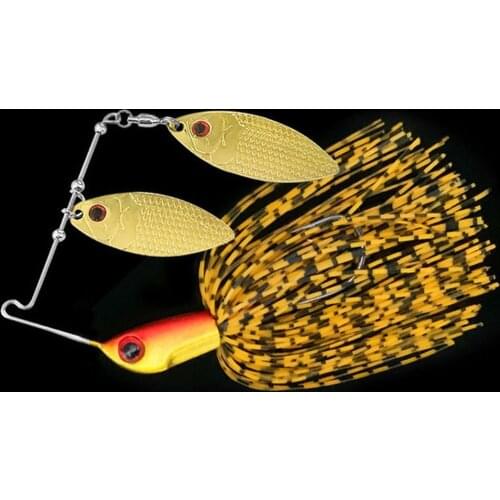 20g Black Large Mouth Bass Fish Head Metal Sequin Spinner Bait Blades Beard Pike Fishing Tackle Rubber Jig Soft Fishing Lure