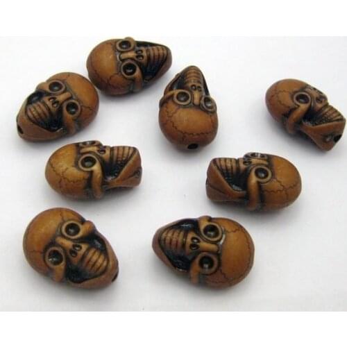 20pcs Coffee Halloween Gothic Skull Acrylic Beads 25mm(Double side)