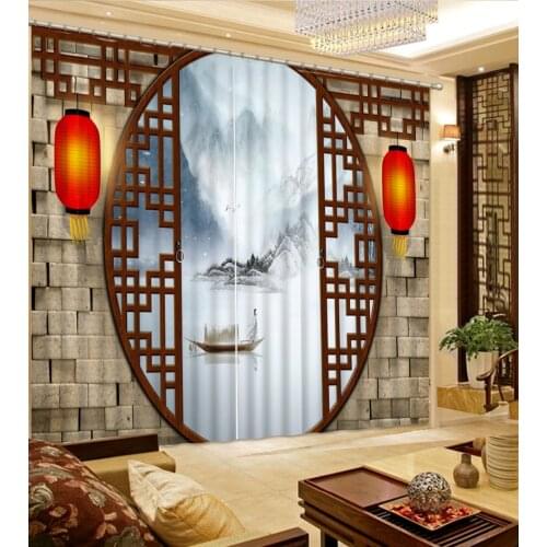 3D Curtain Fashion Customized Curtain Brick Wall Lantern Ink Painting Curtains For Bedroom Blackout Shade Window Curtains