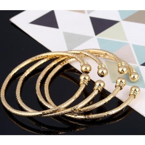 4pcs Gold Color Trendy Cuff Bracelets For Women Simple Style Bracelet Jewelry Gift