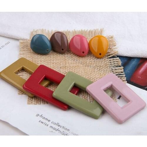 6pcs Korean Vintage Colorful Drop Earrings For Women Hollow Graphic Resin Sheet Round Stud Earrings Pins Jewelry Accessories