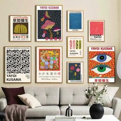 Abstract Yayoi Kusama Museum Exhibition Nordic Vintage Poster Wall Art Print Canvas Painting Wall Pictures For Living Room Decor