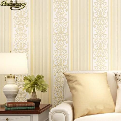 Beibehang wall paper Stereo gold gilding border vertical stripe wallpaper Retro simple European porch ceiling dining strip wall