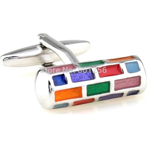 Free shipping Enamel Cufflinks muti-color cylinder design copper material men cufflinks wholesale&retail