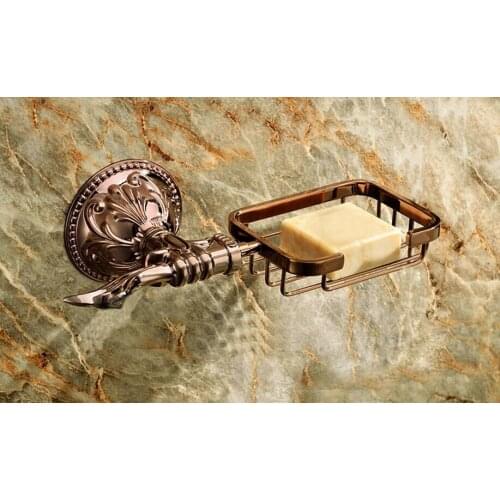 Free shipping Rose gold Finish BATHROOM ACCESSORIES flowes SOAP BASKET