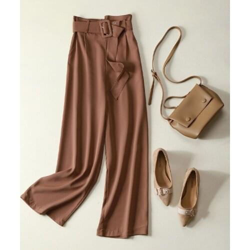 Irregular High Waist Straight Pants For Women Spring Autumn Casual Wide Leg Pants Ladies Elegant Office Loose Suit Trousers