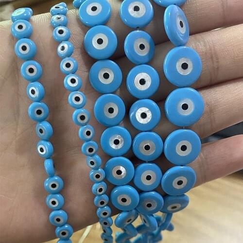 10Pcs/lot 5/6/8/10/20MM Blue Round Evil Eyes Shell Bead Natural Pearl Bay Beads For Necklace Bracelet Making DIY Jewelry Finding