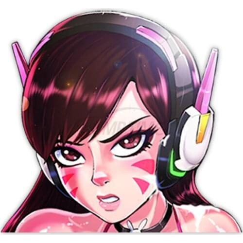 Dazzle Cool Anime Big Head Girl Fun Car Stickers PVC Personality Fashion Auto Window Waterproof Decals Beautifully Decorated